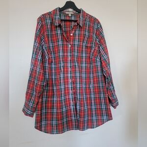 New Classic Red Plaid Women's blouse 1X